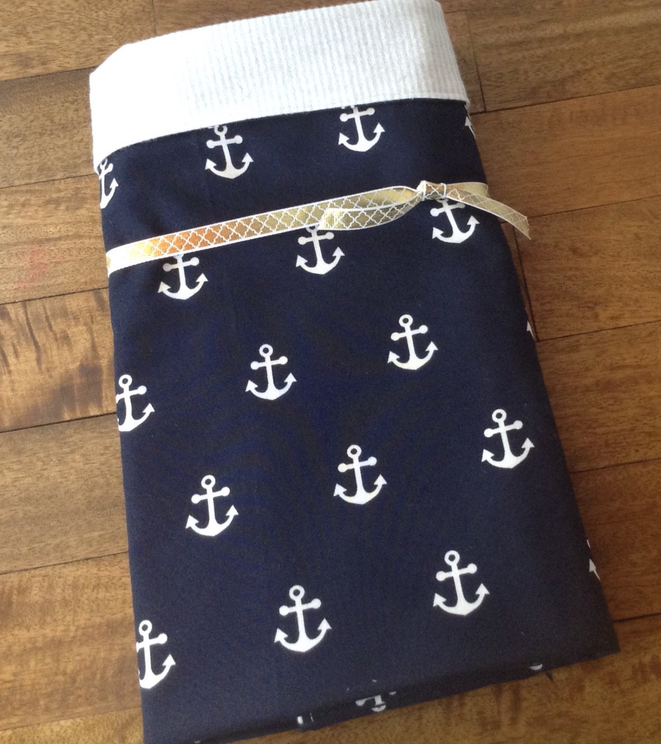 Blue baby boy blanket cotton swaddling blanket anchors