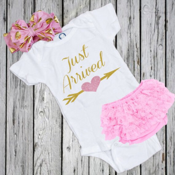 Gold & Pink Glitter Baby Girl Onesie®/ Just by BeutiqueCreations