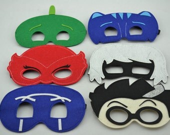 PJ Kids Masks ~ PJ Superhero Costume ~ Gekko, Catboy, Owlette, Luna Girl, Romeo, Night Ninja. Great for Kids Child Toddler Birthday Favors.