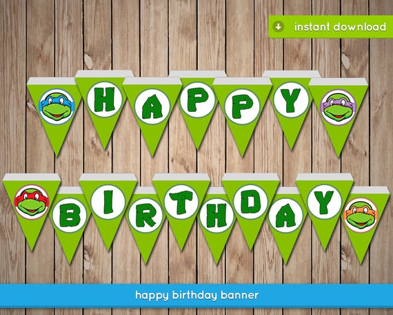 Teenage Mutant Ninja Turtles Banner TMNT Happy Birthday