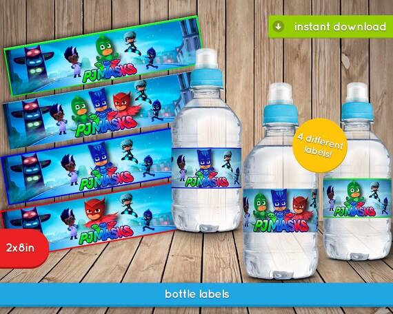 Pj Masks Bottle Labels Printable water bottle tags labels