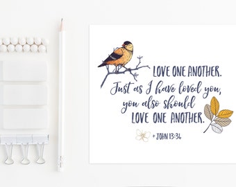 John 13:34, Printable Art, Instant Download, Christian Art, Devotional Poster, Bible Verse, John 13