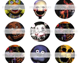 Five Nights At Freddys - 1 inch circle images, bottlecap, cupcake topper - INSTANT DOWNLOAD
