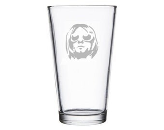 Kurt Cobain etched glass, Kurt Cobain sunglasses, Kurt Cobain glasses, Kurt Cobain art, 90s pop culture, grunge rock gift, Kurt Cobain band