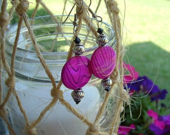 Pink - Chhaya Fabart Shell Work Earrings