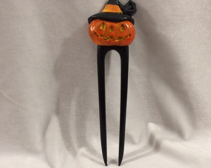 Wooden hair accessories. Hair fork. Wooden hairpin. Carved hairpin. Wooden hair fork. Wooden hair pin. Halloween Pumpkin.