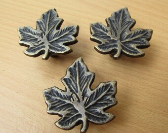 3 pcs Vintage Antique Leaves Cabinet Solid Brass Drawer Handle Knob Pull,Antique Dresser Pull KN3