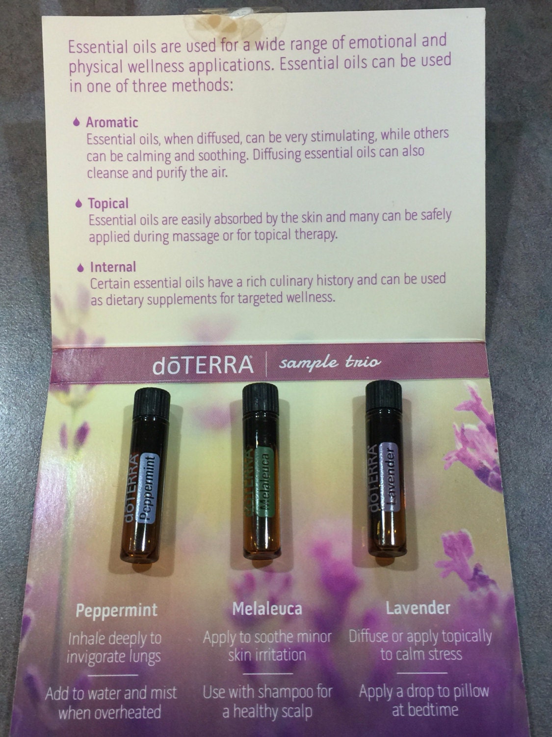 Doterra Essential Oils Trio Sample Packs 5ml By Benaturalts 0207