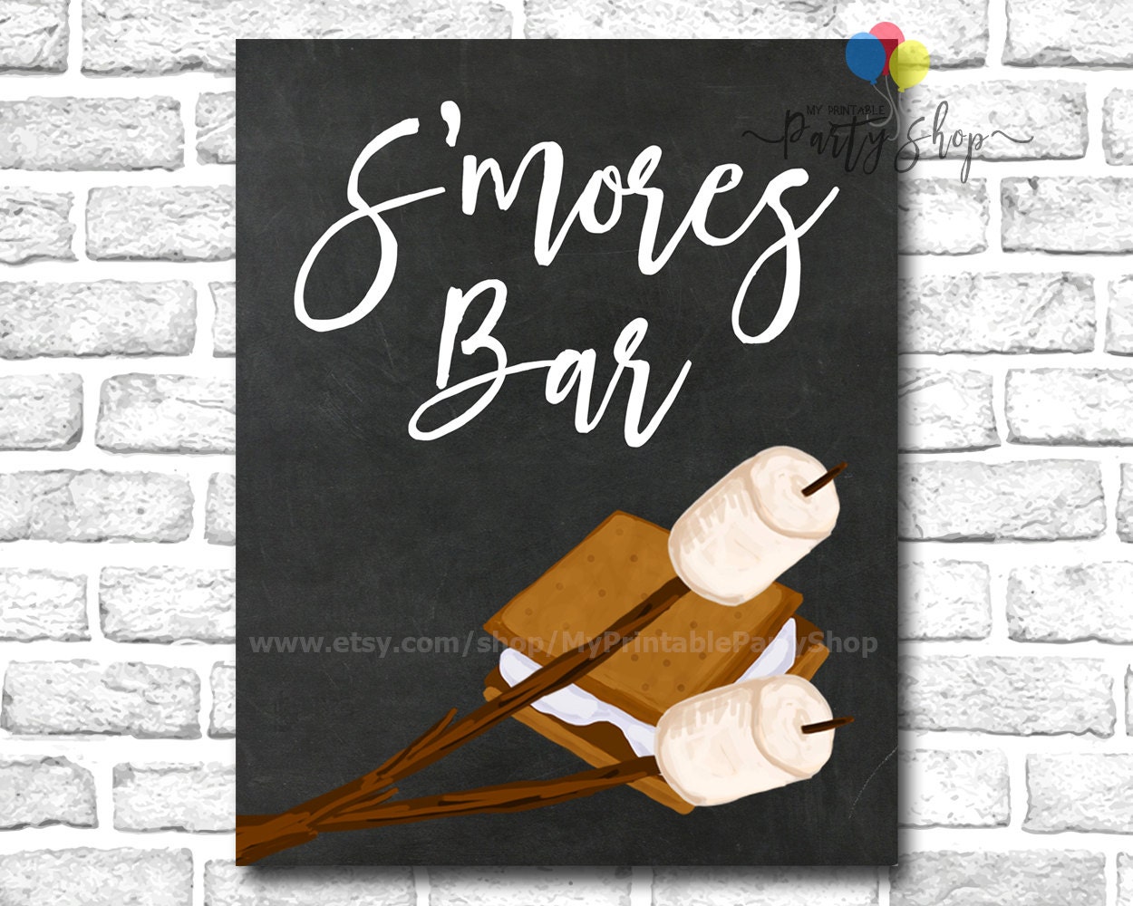 S'mores Bar Chalkboard Sign PRINTABLE S'mores Bar