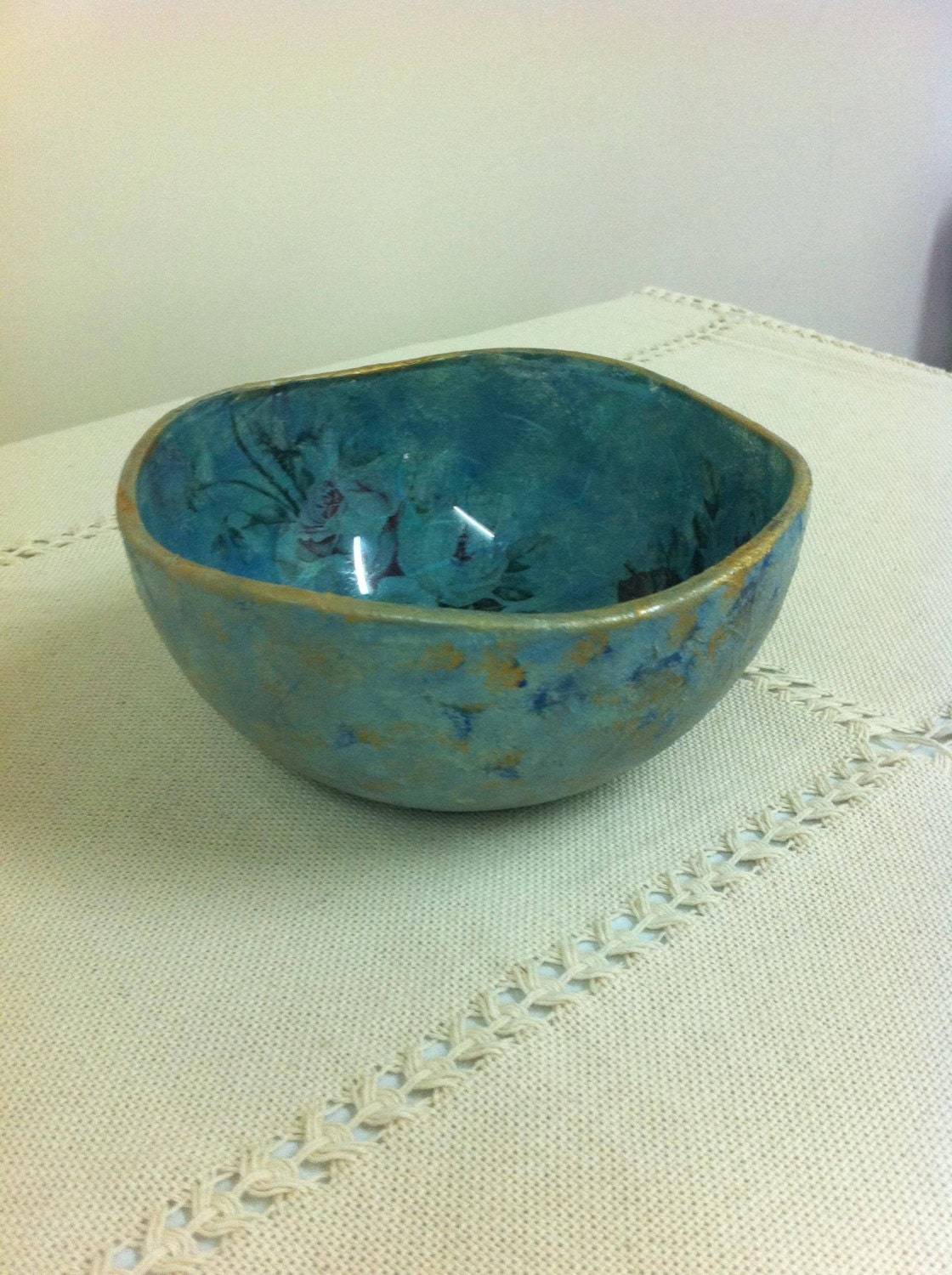 Glass decoupage bowl