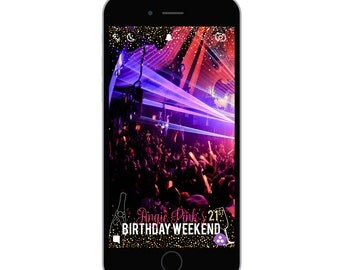 Pink & Gold 21st Birthday Snapchat Geo-Filter