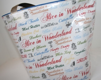 Alice in Wonderland Fabric Reusable Lunch Bag, Lunch Sack, Reusable Bag