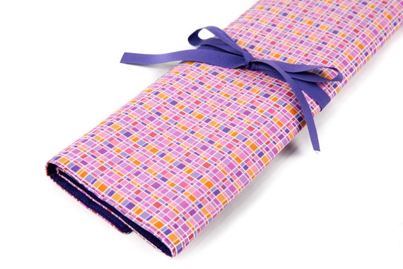 Knitting Needle Case - City Lights - IN STOCK Large Organizer 30 purple pockets for all sizes or paint brushes