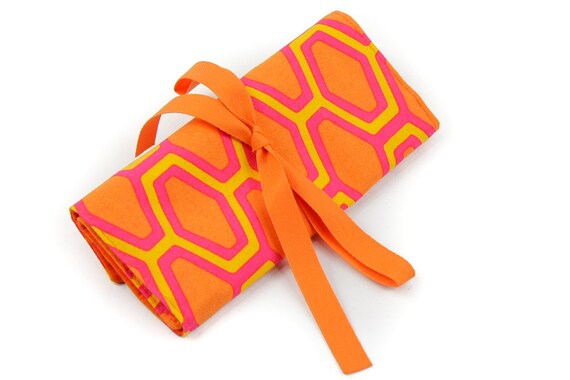 Crochet Hook Case - Orange Crush - 26 orange pockets