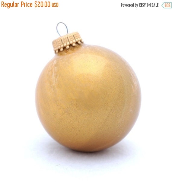 SALE Gold Christmas Ball Glass Ornament Painted Inside 2-3/4" Round Holiday Home Tree Decor