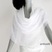 Pure White Shawl Wedding Sheer Chiffon Coverup Optic White Bridal, Evening Formal Natural Silk Stole Petite S XS M L, Artinsilk.