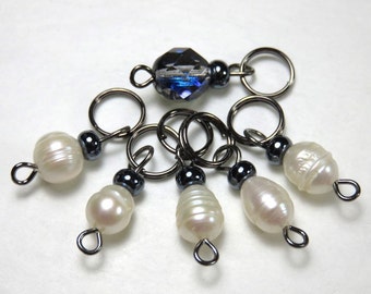 Hand Made Stitch Markers -- Freshwater Pearls
