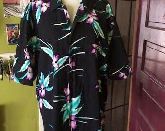 Vintage Mens 1980's Hawaiian print button up size Large