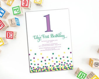 Children's Birthday Party Invitation with Envelopes, Falling Stars Invitation, Party Invitations, Personalized Children's Party Invitations