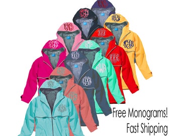 Monogrammed Rain Jacket-Price Includes 2 Monograms-Fast Shipping-Just For Me Sewing