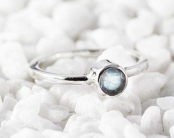 Rainbow Moonstone Ring Sterling Silver Personalized Birthstone