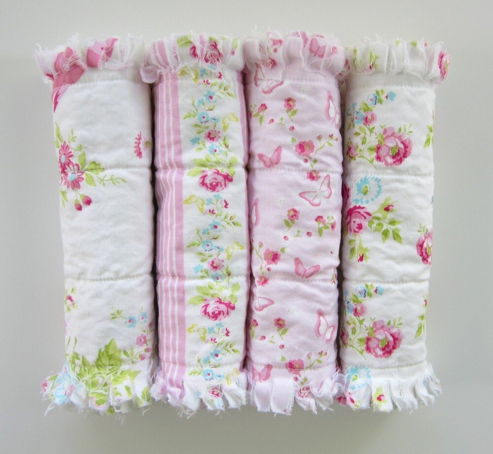 Burp Cloth Set Girl Burp Cloths Rag Quilt Burpies Flannel