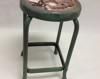 Battered Vintage Industrial Artists Metal Drafting Stool