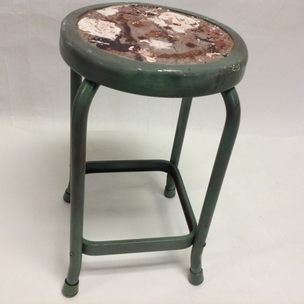 Battered Vintage Industrial Artists Metal Stool Haute Juice