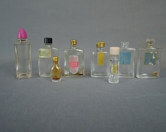 8 Vintage Miniature Perfume Bottle lot, 1930s 1940s, Ben Hur, Park Ave, Exotique, Pink Clover, Chypre, Sample Perfume Bottles