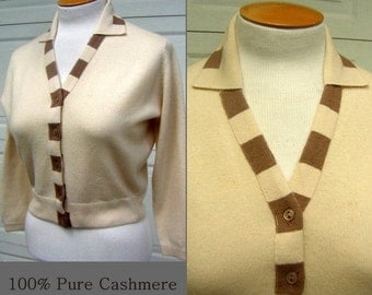 Cashmere Sweater BALLANTYNE of Peebles Cardigan Vintage 50s Pin Up Bust 45"