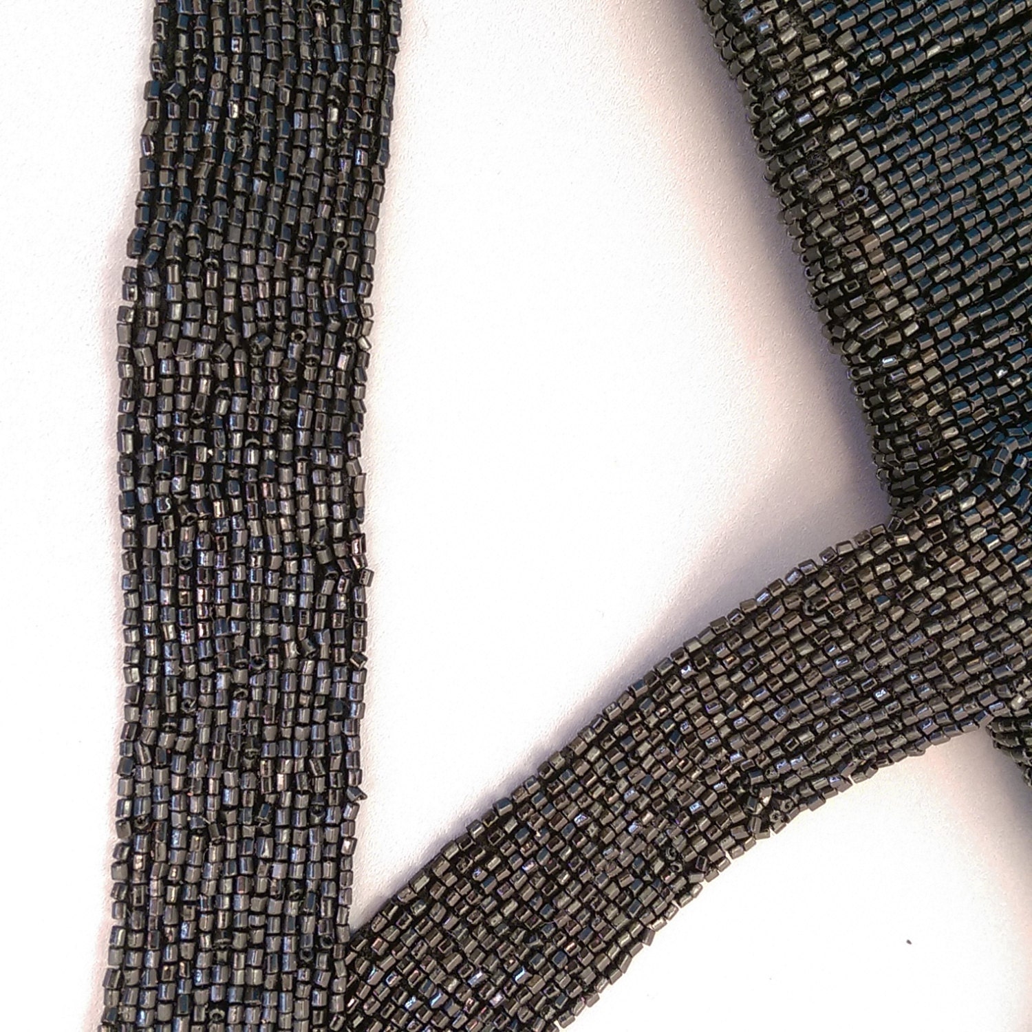 Black Beaded Trim by the 1/2 yard, Black Beaded Trim 1 inch wide from