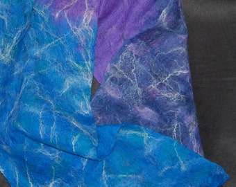 Alpaca Cobweb Felted Scarf, Blue, Purple, and a bit of Sparkle!