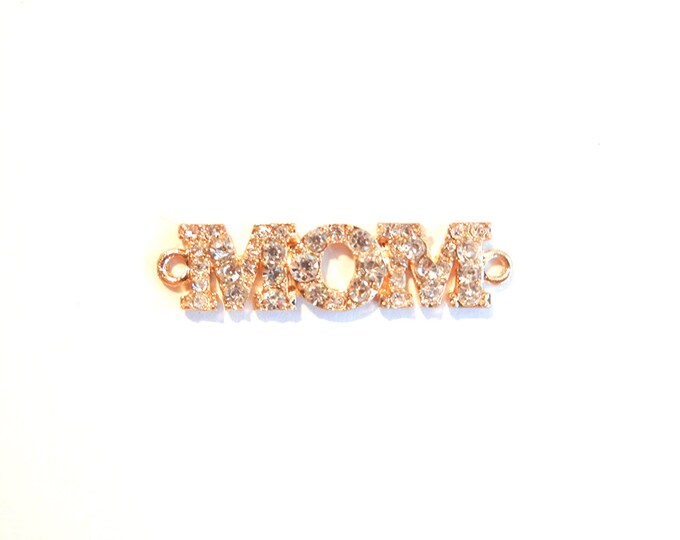 Double Link Mom Pendant Rhinestone Gold-tone