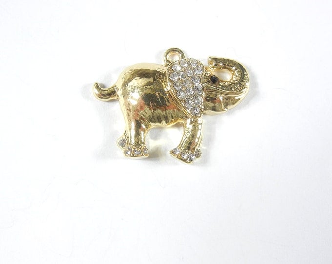 Elephant Charm Gold-tone Rhinestones