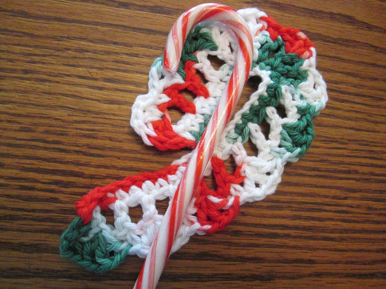 Crochet Candy Cane Cover Decoration Ornament