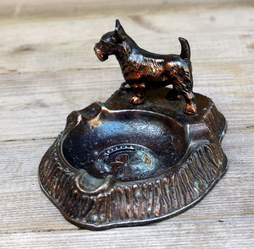 Vintage Scottie Dog Metal Ashtray