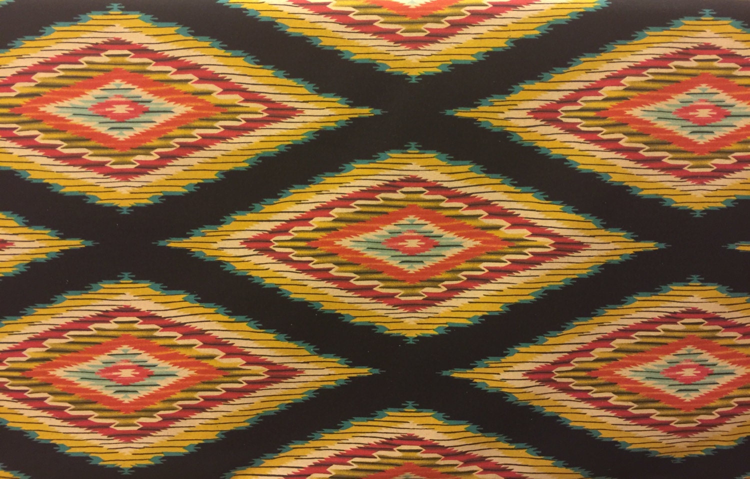 Linen Southwestern Fabric Blend Navajo Blanket Design by neemerone