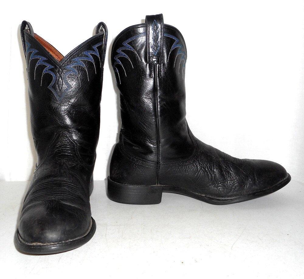 Mens 11.5 D Cowboy Boots Ariat Brand Black Blue Distressed