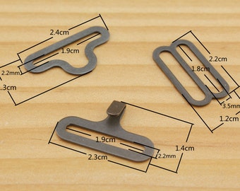 20 sets of 3/4 inch ( 18mm) Anti brass / nickel/ gunmetal Bow tie hardware, Bow tie buckle Slide, Hook & Eye , 3 color to choose