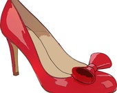 Items similar to red bow high heel womans shoe clip art digital graphic ...
