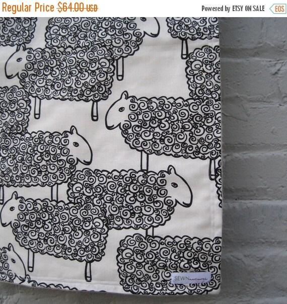 SALE Organic Baby Blanket in Black and White Sheep Modern Baby