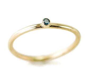 Blue Diamond Stack Ring in 14k Gold - Blue Diamond 18k and Sterling Ring -