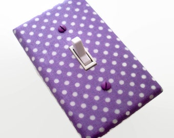 Purple Light Switch Cover - Purple Girls Nursery Switch Plate - Girls Purple Polka Dots - Purple White Dots Switch Plate - Purple Nursery