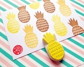 pineapple stamp. hand carved tropical fruit rubber stamp. summer themed birthday. scrapbooking. gift wrapping. block printing. card making