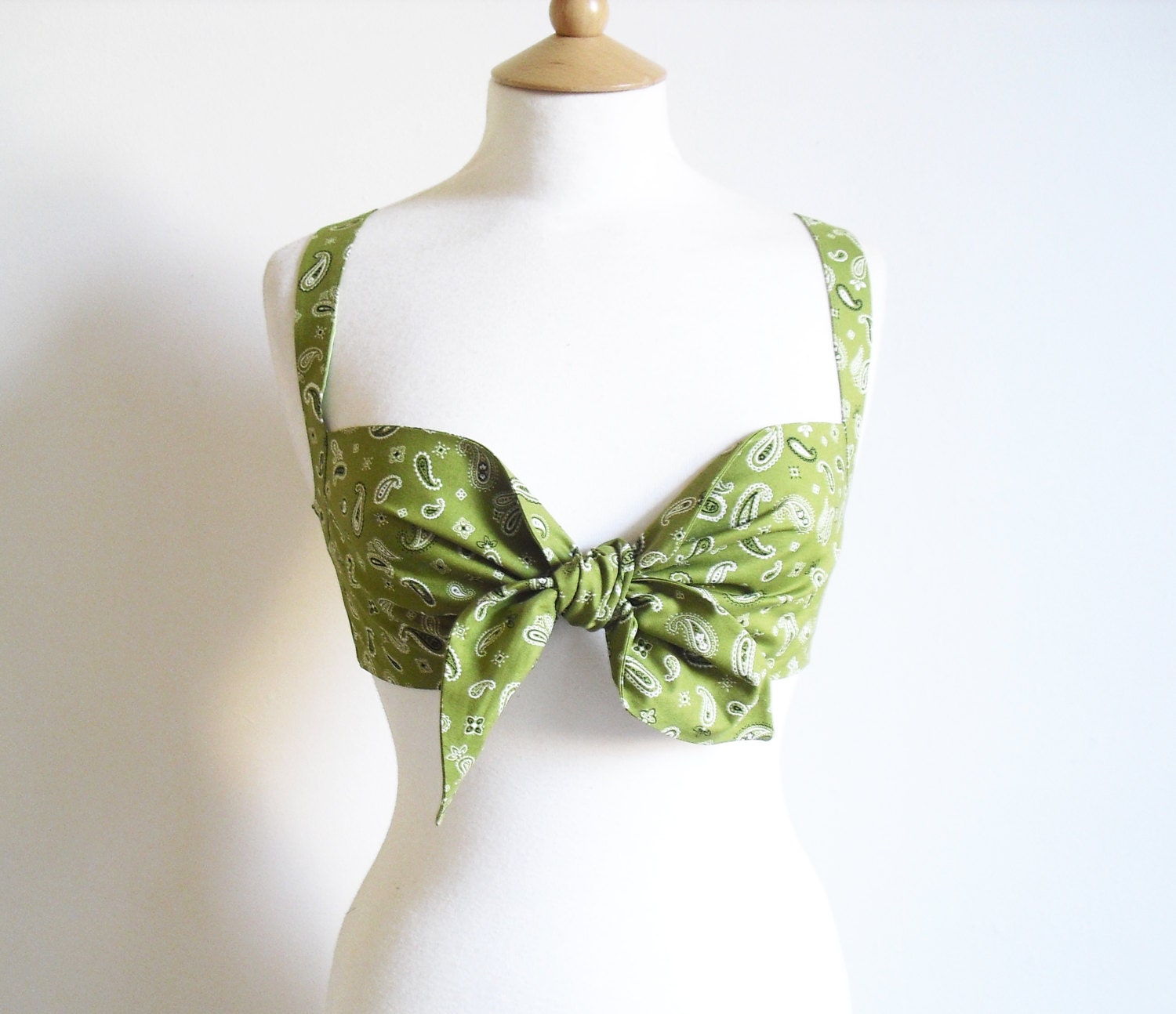 Bandana Print Tie Front Bra Top Rockabilly Crop Top by Dollydripp