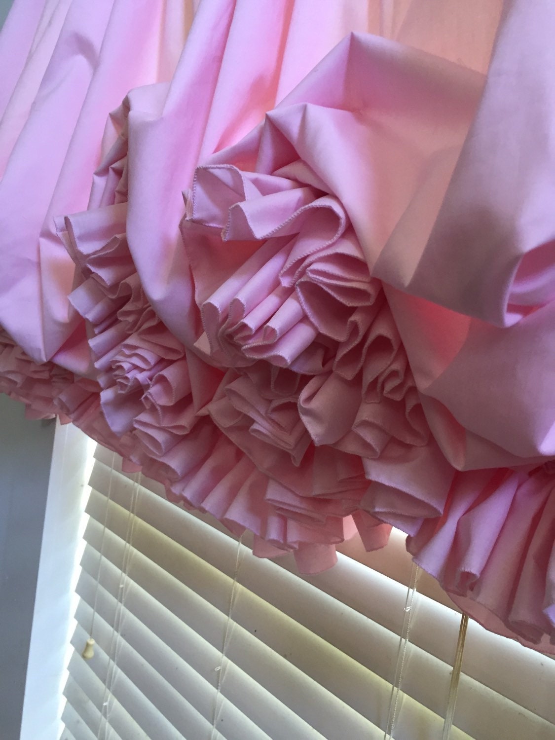 Soft Pink Double Ruffle Balloon Curtain Valance