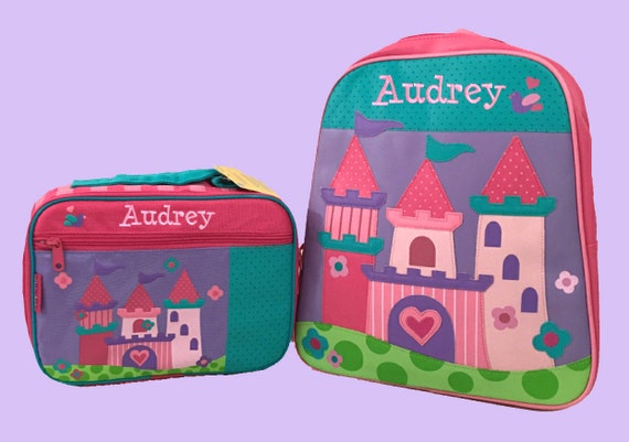 Child's Personalized Stephen Joseph PRINCESS CASTLE Themed GoGo Backpack and Lunchbox School Set-Monogramming Included In Price