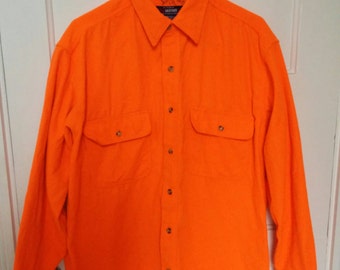 men's safety orange hunter shirt ls large dayglo neon polyester