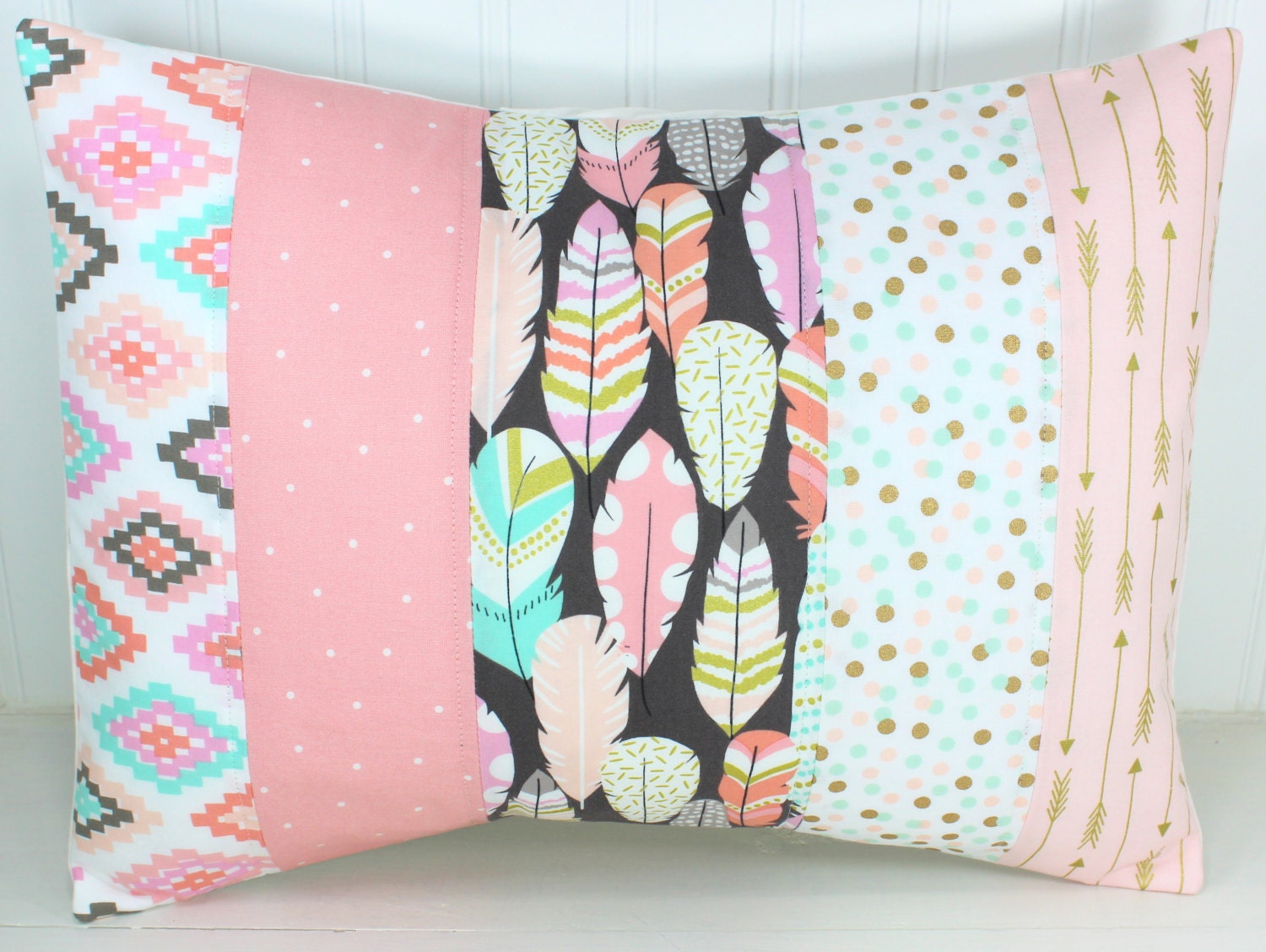 Nursery Pillow Cover Patchwork Pillow Cover Nursery Decor