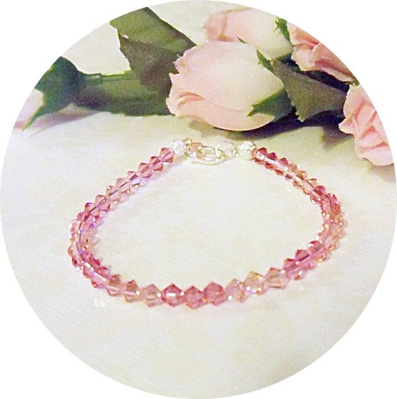 Pink Bracelet Pink Crystal Bracelet Minimalist Bracelet